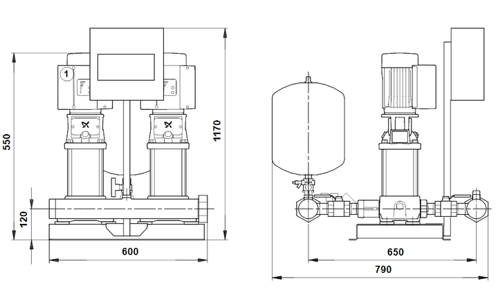 GRUNDFOS Druckerhöhungsanlage HYDRO MULTI-E 2 CRIE 3-5 Art. 96152301