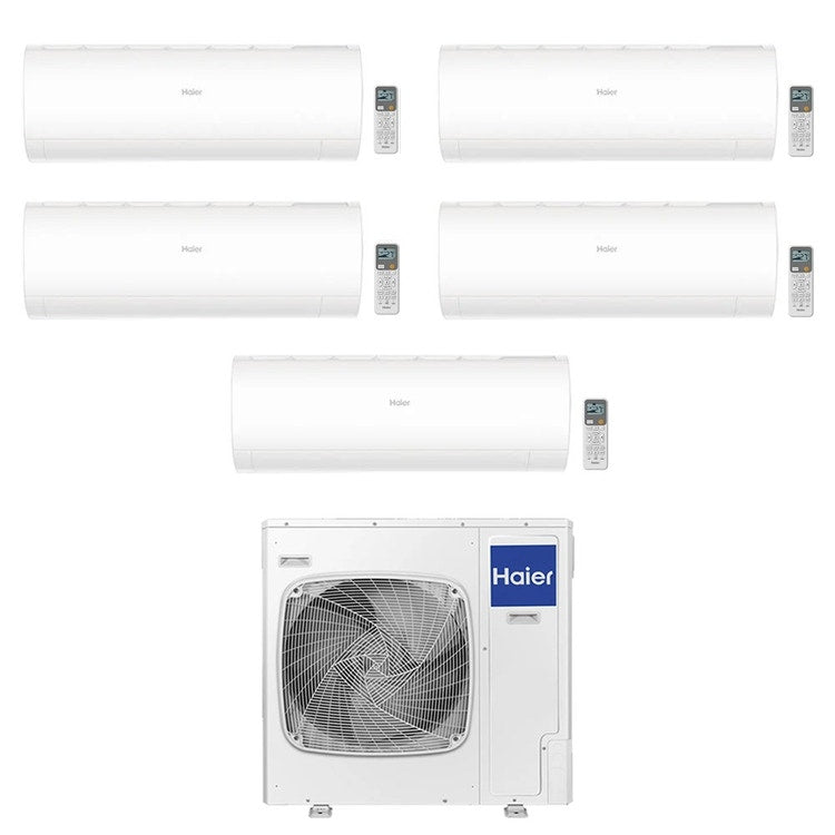Haier 5-fach-Split-Klimagerät PEARL, Wandgerät, Inverter, WLAN, Weiß – Außengerät R32 12,5 kW, Innengeräte 7000+9000+9000+12000+18000 BTU 5U125S2SN1FA+AS[20PBA|25PBA|25PBP|35PBP|50PDA]HRA