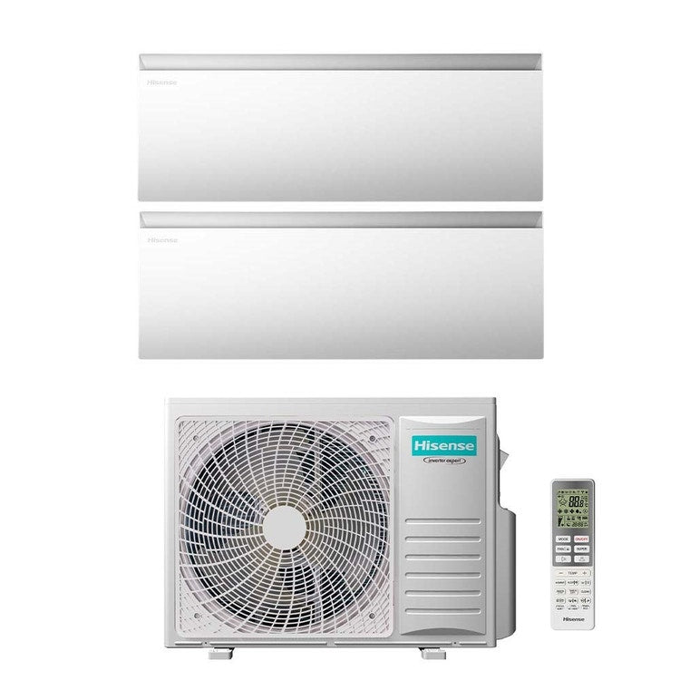 Hisense 2-fach-Split-Klimagerät AIR MASTER, Wandgerät, Inverter, WLAN, Weiß – Außengerät R32 5,5 kW, Innengeräte 9000+18000 BTU 3AMW52U4RJC+QK[25]WM0AG+QK[50]FM0AG
