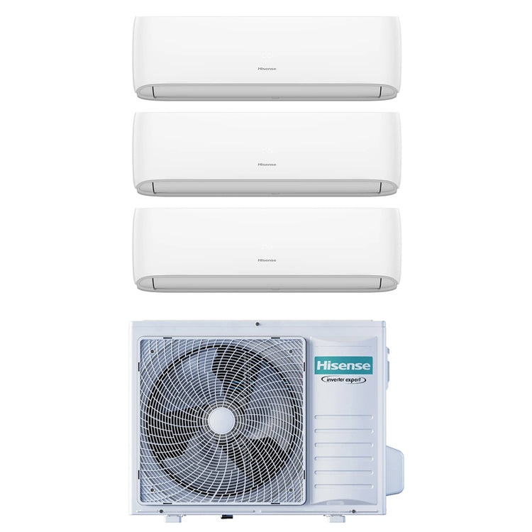 Hisense 3-fach-Split-Klimagerät HI COMFORT, Wandgerät, Inverter, WLAN, Weiß – Außengerät R32 8 kW, Innengeräte 12000+12000+12000 BTU 4AMW81U4RJC+CF[35|35|35]MR0BG