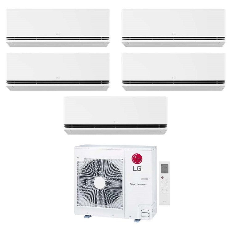 LG 5-fach-Split-Klimagerät DUALCOOL Deluxe, Wandgerät, Inverter, WLAN, Weiß – Außengerät R32 8,8 kW, Innengeräte 7000+7000+7000+9000+18000 BTU MU5R30.U36A0+PM[07|07|07]SND.NS0+H[09|18]S1DA.NS1