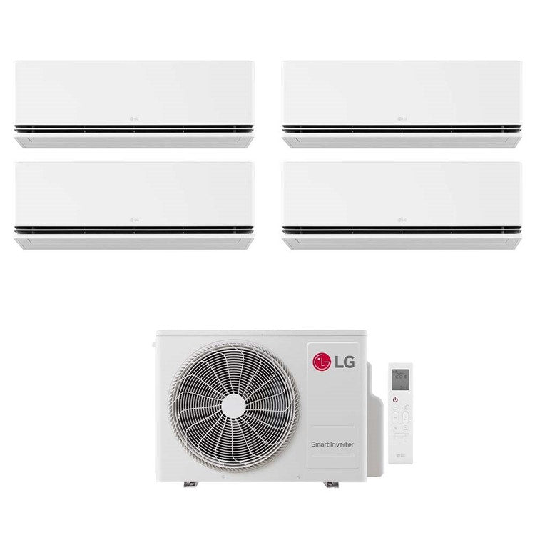 LG 4-fach-Split-Klimagerät DUALCOOL Deluxe, Wandgerät, Inverter, WLAN, Weiß – Außengerät R32 7,9 kW, Innengeräte 7000+9000+9000+9000 BTU MU4R27.U24A0+PM[07]SND.NS0+H[09|09|09]S1DA.NS1