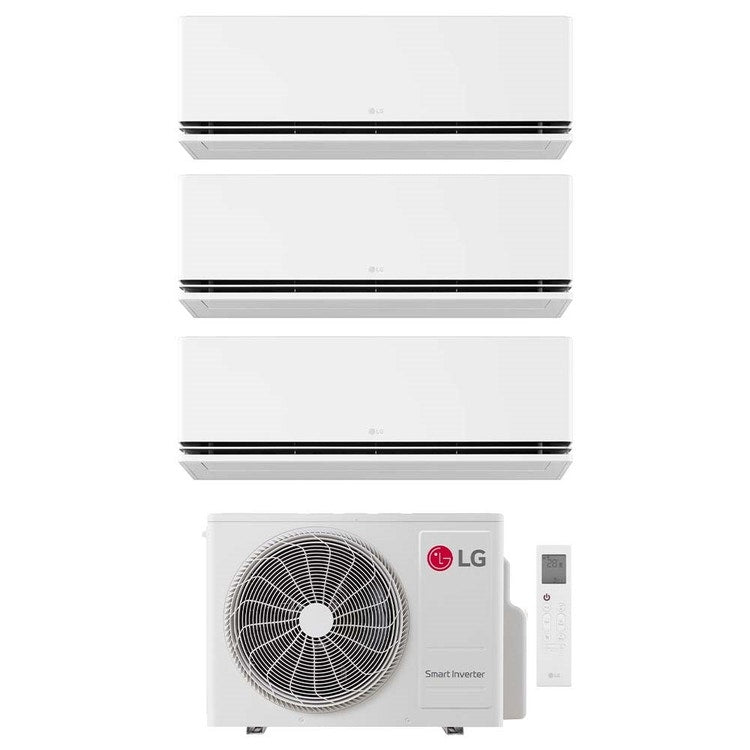 LG 3-fach-Split-Klimagerät DUALCOOL Deluxe, Wandgerät, Inverter, WLAN, Weiß – Außengerät R32 7,9 kW, Innengeräte 7000+7000+9000 BTU MU4R27.U24A0+PM[07|07]SND.NS0+H[09]S1DA.NS1