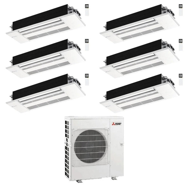 Mitsubishi 6-fach-Split-Klimagerät MLZ-KP 1-Wege-Kassette, Inverter, Weiß – Außengerät R32 12 kW, Innengeräte 7000+7000+12000+12000+12000+12000 BTU MXZ-6F120VF+MLZ-KY[20|20]VG+MLZ-KP[35|35|35|35]VG