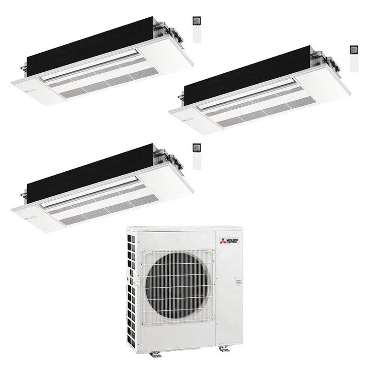 Mitsubishi 3-fach-Split-Klimagerät MLZ-KP 1-Wege-Kassette, Inverter, Weiß – Außengerät R32 8,3 kW, Innengeräte 7000+7000+18000 BTU MXZ-4F83VFHZ2+MLZ-KY[20|20]VG+MLZ-KP[50]VG