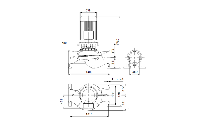 GRUNDFOS einstufige inlinepumpen  TP 350-320/4 A3-FO-DAQF-WW3 Art. 99087240