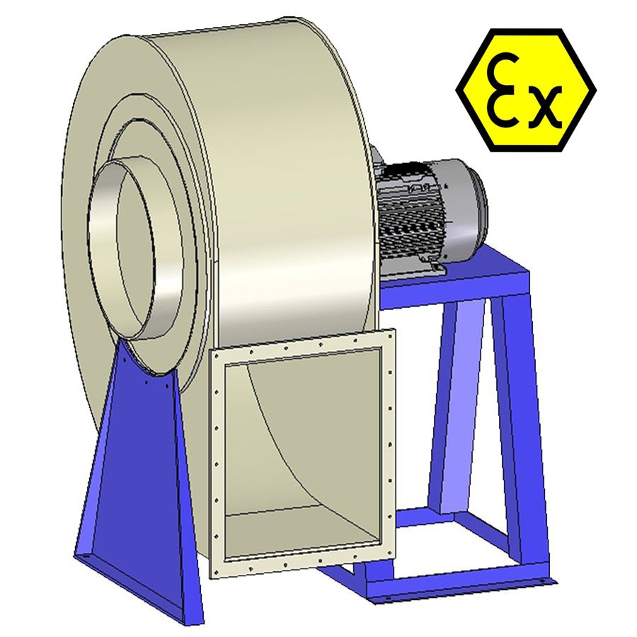 Venplast PC 566 EX 400V PTC PP-EL – explosionsgeschützter Radialventilator, säurebeständig, 5480 m³/h, 2,2 kW