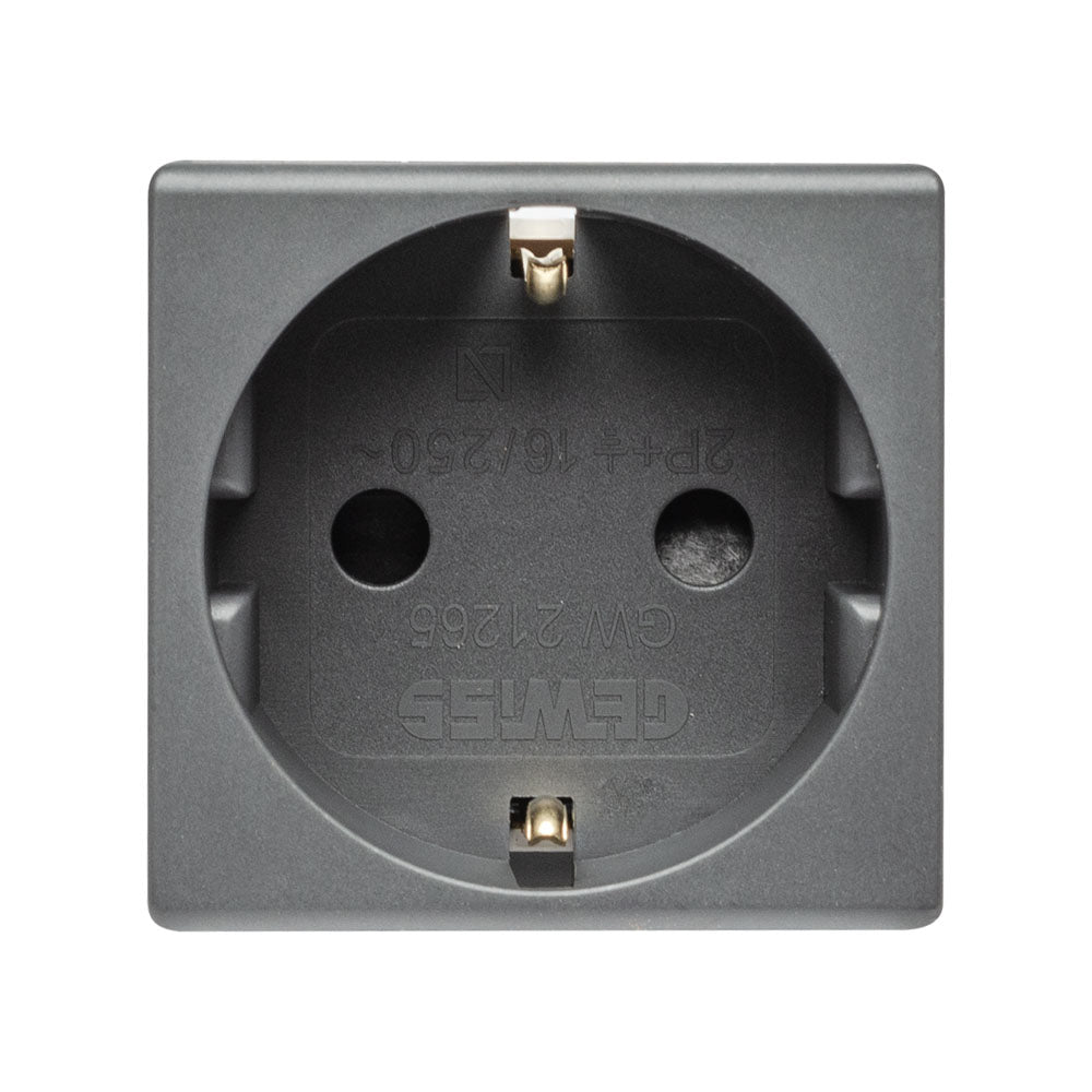 Gewiss System Schutzkontakt-Steckdose, 2 Module, 16 A, schwarz