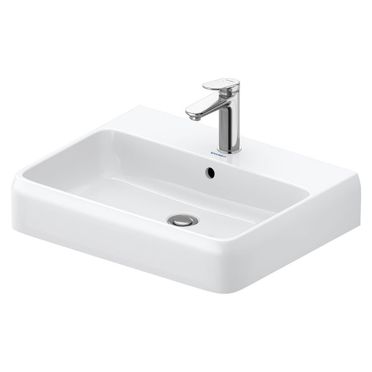 Duravit Rechteckiges Konsolenwaschbecken L. 60 cm, mit Überlauf und Loch für Armatur, Weiß QATEGO 2382600027