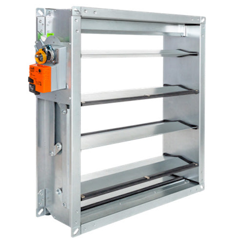 Mandík RDTM 1000x1000 .53 – Regelklappe, dicht, 1000x1000 mm, Antrieb 24 V mit Notfunktion