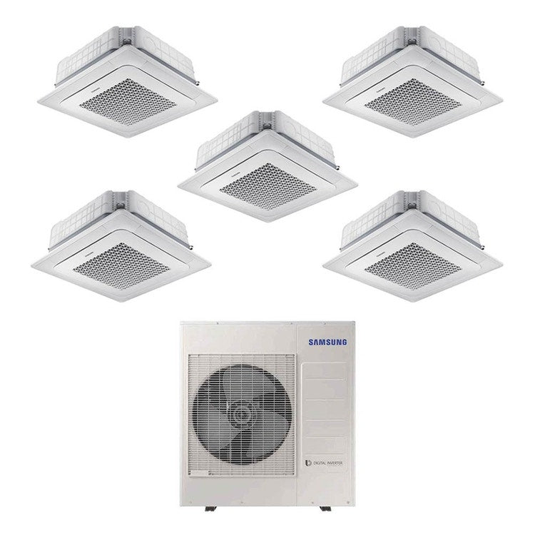 Samsung 5-fach-Split-Klimagerät 4-Wege-Kassette Mini WindFree, Inverter, Weiß – Außengerät R32 10 kW, Innengeräte 7000+7000+7000+7000+18000 BTU AJ100TXJ5KG/EU+AJ0[20|20|20|20|52]TNNDKG/EU