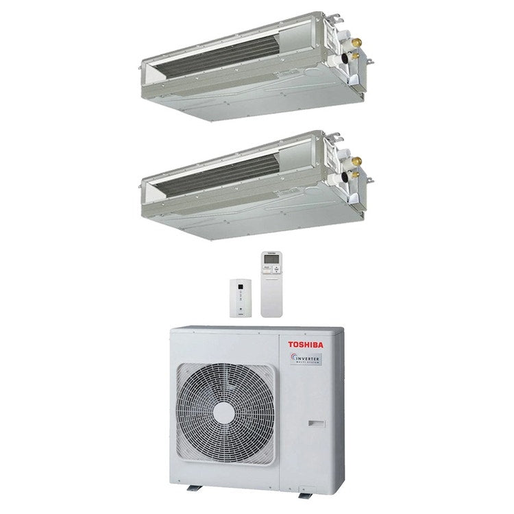 Toshiba 2-fach-Split-Klimagerät Kanalgerät, Inverter – Außengerät R32 10 kW, Innengeräte 13000+24000 BTU RAS-5M34G3AVG-E+RAS-M[13|24]U2DVG-E