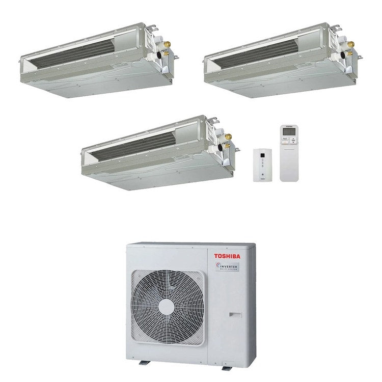 Toshiba 3-fach-Split-Klimagerät Kanalgerät, Inverter – Außengerät R32 10 kW, Innengeräte 13000+13000+13000 BTU RAS-5M34G3AVG-E+RAS-M[13|13|13]U2DVG-E