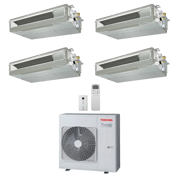 Toshiba 4-fach-Split-Klimagerät Kanalgerät, Inverter – Außengerät R32 10 kW, Innengeräte 22000+16000+13000+10000 BTU RAS-5M34G3AVG-E+RAS-M[22|16|13|10]U2DVG-E