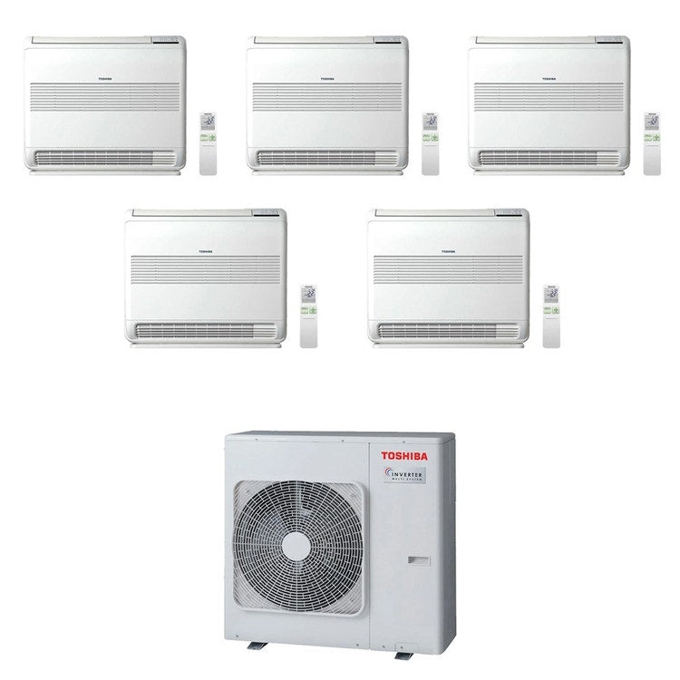 Toshiba 5-fach-Split-Klimagerät Konsole, Truhengerät, Inverter – Außengerät R32 10 kW, Innengeräte 18000+13000+10000+7000+7000 BTU RAS-5M34G3AVG-E+RAS-[B18|B13|B10|M07|M07]J2FVG-E