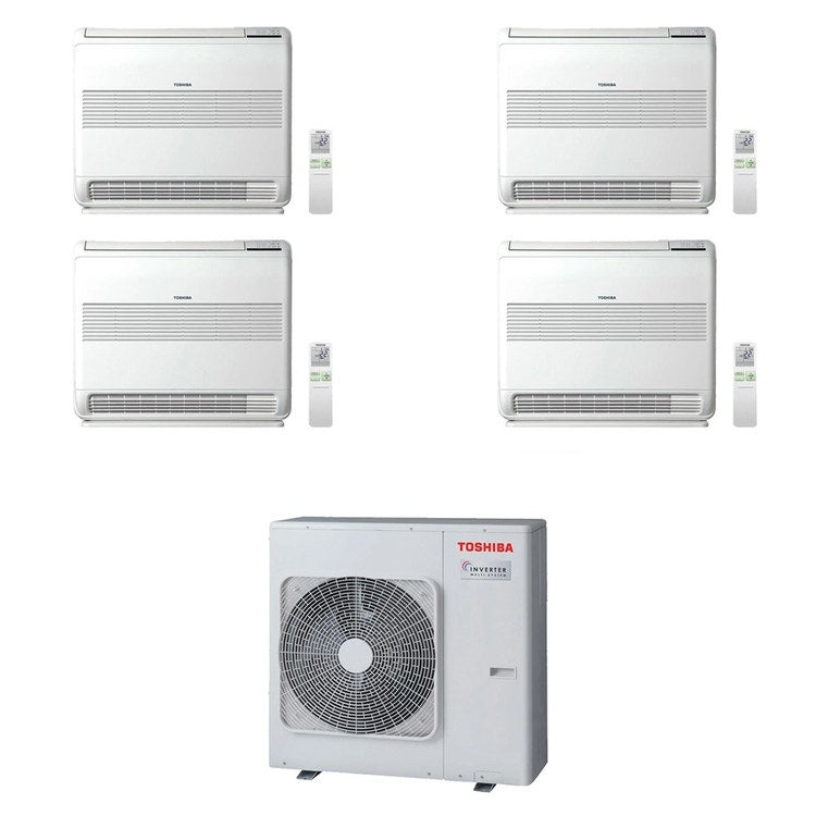 Toshiba 4-fach-Split-Klimagerät Konsole, Truhengerät, Inverter – Außengerät R32 10 kW, Innengeräte 18000+18000+7000+7000 BTU RAS-5M34G3AVG-E+RAS-[B18|B18|M07|M07]J2FVG-E