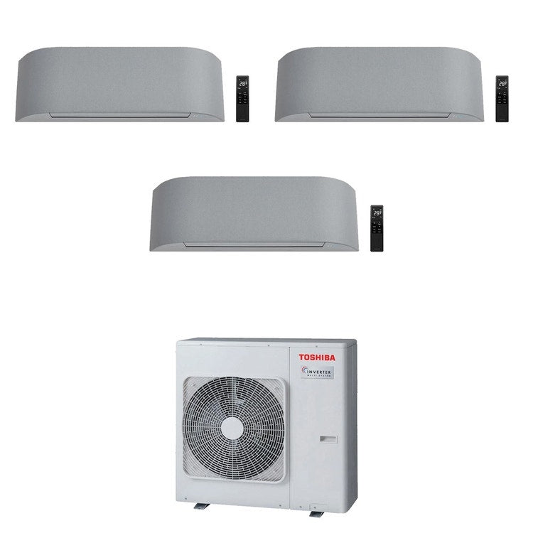 Toshiba 3-fach-Split-Klimagerät HAORI, Wandgerät, Inverter, WLAN, Light Grey – Außengerät R32 8 kW, Innengeräte 10000+10000+16000 BTU RAS-4M27G3AVG-E+RAS-[B10-2|B10-2|B16-1]N4KVRG-E