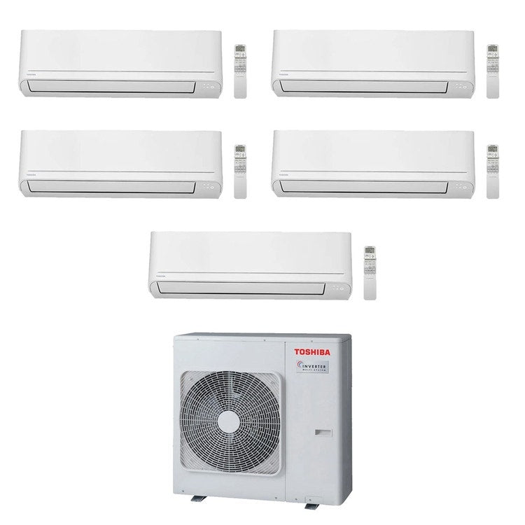 Toshiba 5-fach-Split-Klimagerät SEIYA Smart, Wandgerät, Inverter, WLAN, Weiß – Außengerät R32 10 kW, Innengeräte 18000+10000+10000+10000+10000 BTU RAS-5M34G3AVG-E+RAS-[B18|B10|B10|B10|B10]S4KVG-E