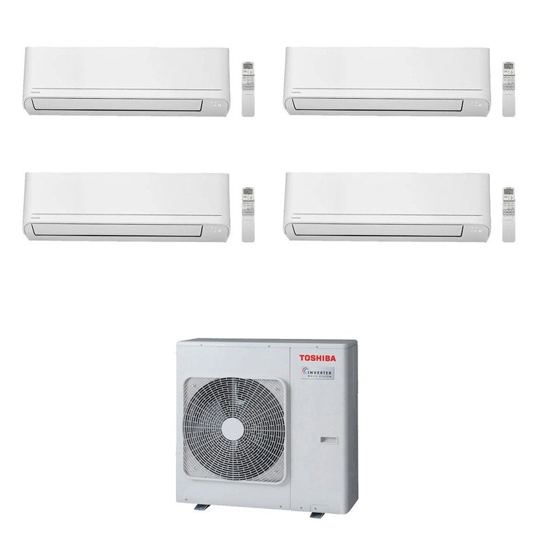 Toshiba 4-fach-Split-Klimagerät SEIYA Smart, Wandgerät, Inverter, WLAN, Weiß – Außengerät R32 10 kW, Innengeräte 24000+18000+5000+5000 BTU RAS-5M34G3AVG-E+RAS-[B24|B18|B05|B05]S4KVG-E