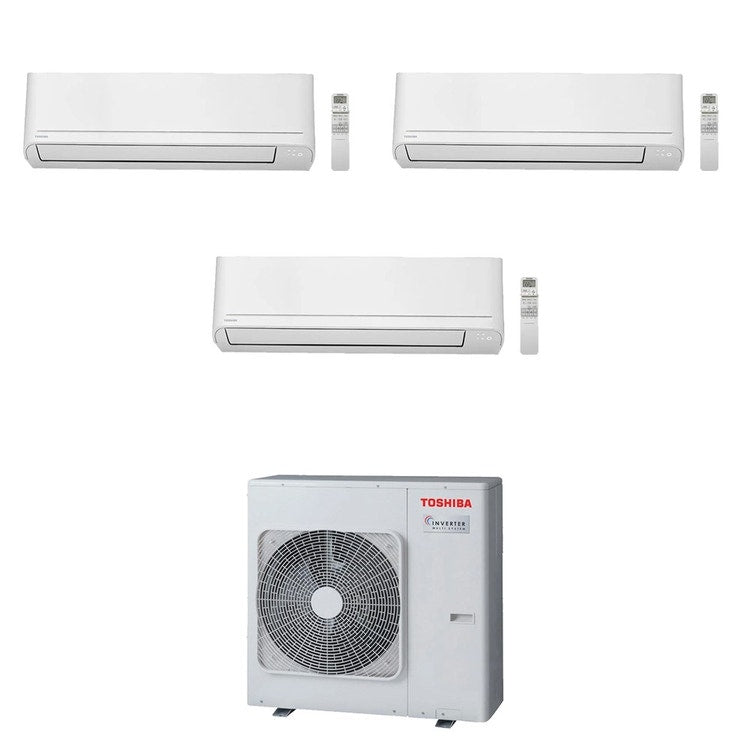 Toshiba 3-fach-Split-Klimagerät SEIYA Smart, Wandgerät, Inverter, WLAN, Weiß – Außengerät R32 8 kW, Innengeräte 7000+13000+24000 BTU RAS-4M27G3AVG-E+RAS-B[07|13|24]S4KVG-E