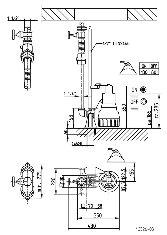 JUNG PUMPEN Schmutzwasserpumpe U6K E, 10 M LEITUNG - Art. JP00226
