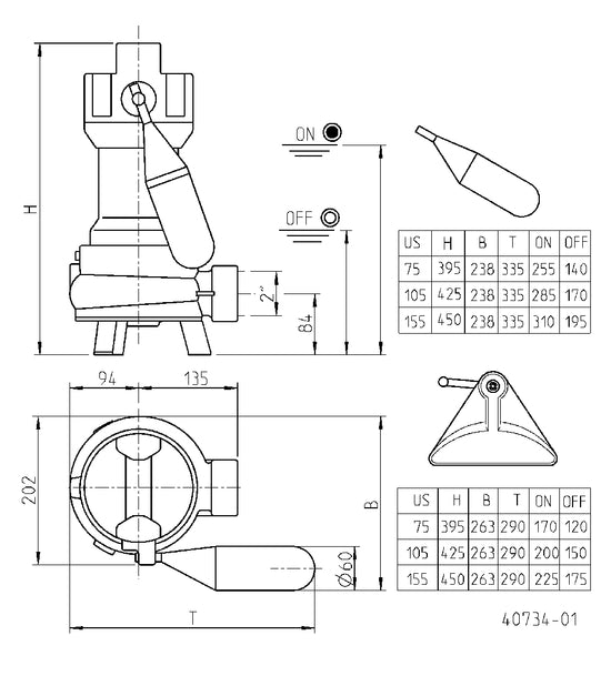 JUNG PUMPEN Schmutzwasserpumpe US 155 E o.Stecker - Art. JP09388