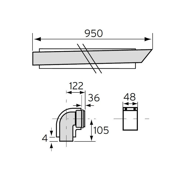 Vaillant Teleskopisches Windschutzendstück und 90° Bogen 0020202780
