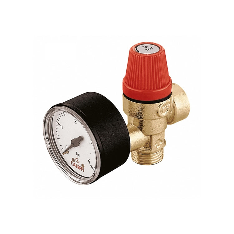 Caleffi Sicherheitsventil Standard, männlich-weibliche Anschlüsse, 1/2" mit Manometer, 3 bar 314430