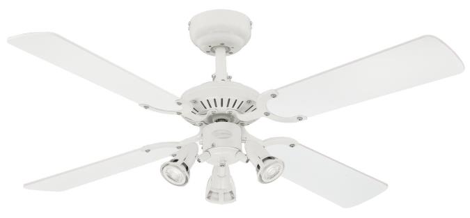 Westinghouse Princess Euro – Deckenventilator mit Licht, 3 Stufen, Flügel Buche/weiß, Ventilator weiß
