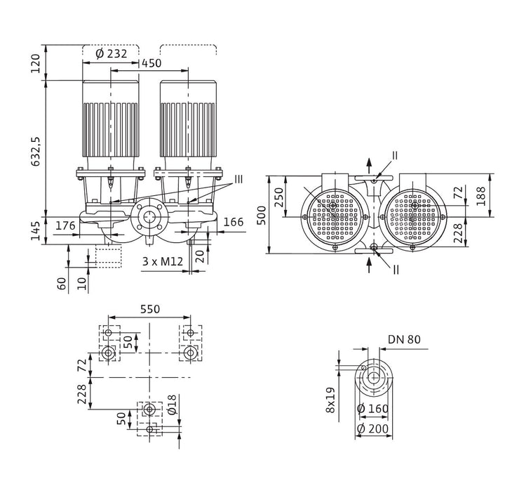 WILO Einstufigen Trockenläufer-Kreiselpumpe CronoTwin-DL 80/220-4/4 Art. 2120967