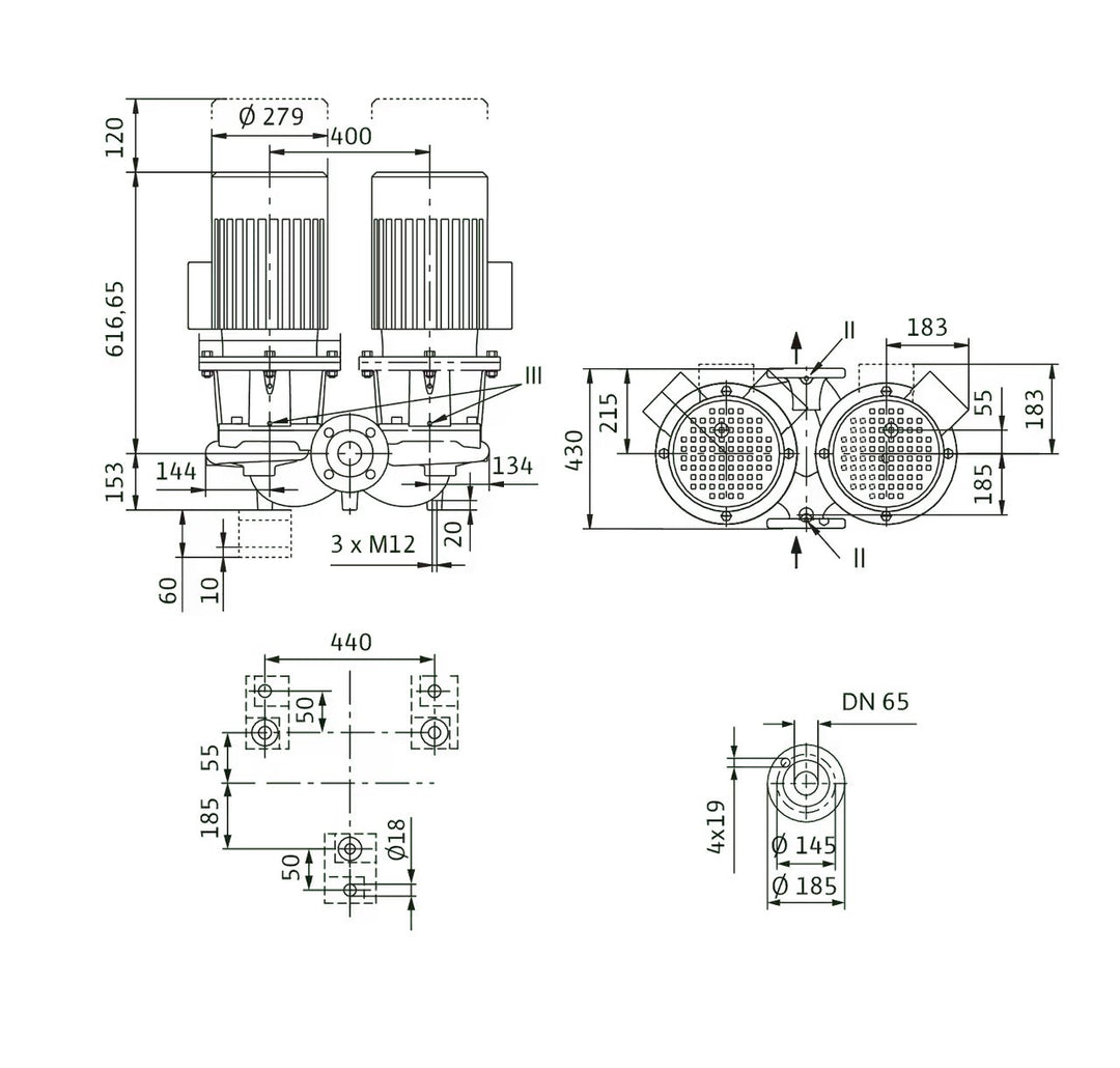 WILO Einstufigen Trockenläufer-Kreiselpumpe CronoTwin-DL 65/160-5,5/2 Art. 2121041