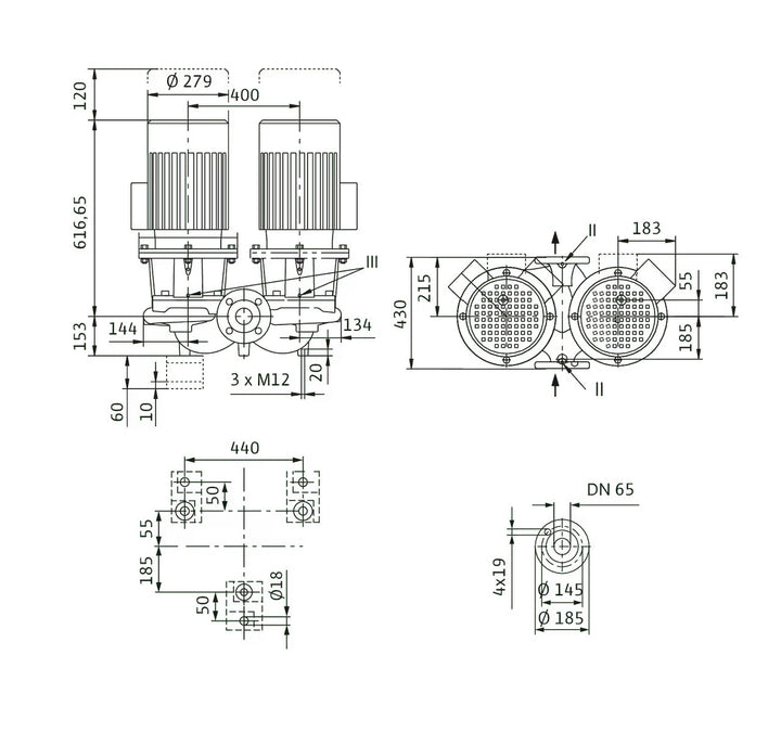 WILO Einstufigen Trockenläufer-Kreiselpumpe CronoTwin-DL 65/160-5,5/2 Art. 2121041