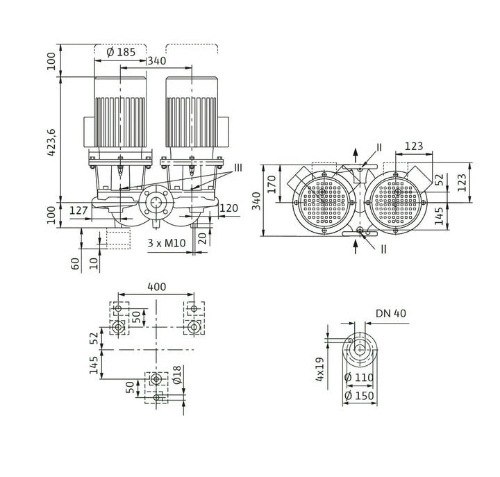WILO Einstufigen Trockenläufer-KreiselpumpeCronoTwin-DL 40/170-0,75/4 Art. 2120943