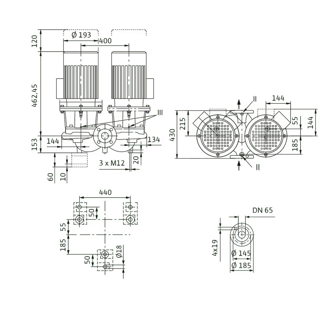 WILO Einstufigen Trockenläufer-Kreiselpumpe CronoTwin-DL 65/170-1,1/4 Art. 2120955