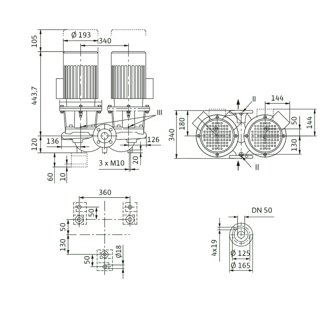 WILO Einstufigen Trockenläufer-Kreiselpumpe CronoTwin-DL 50/170-1,1/4 Art. 2120947