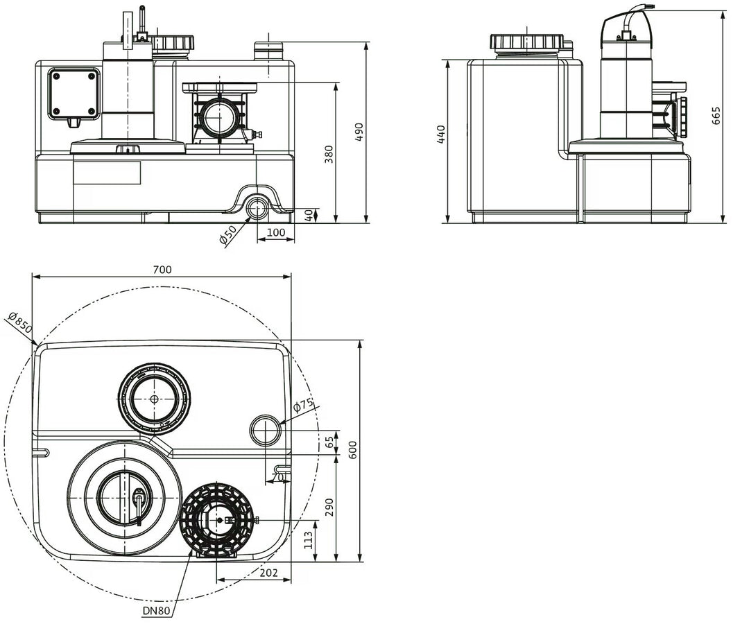 WILO Einzelpumpen-Hebeanlage DrainLift SANI-M.12M/1 Art. 2549902