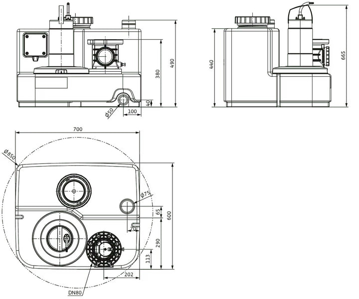 WILO Einzelpumpen-Hebeanlage DrainLift SANI-M.12M/1 Art. 2549902