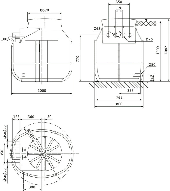 WILO Kunststoffschacht DrainLift WS 40D BASIC/MINI3 V04/T06-540 Art. 2552863