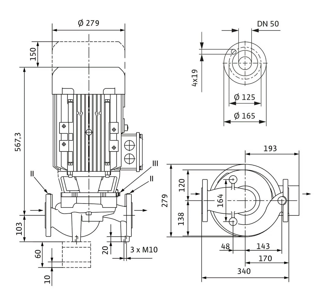WILO Trockenläufer-Kreiselpumpe VeroLine-IPL 50/175-5,5/2 340mm Art. 2121215