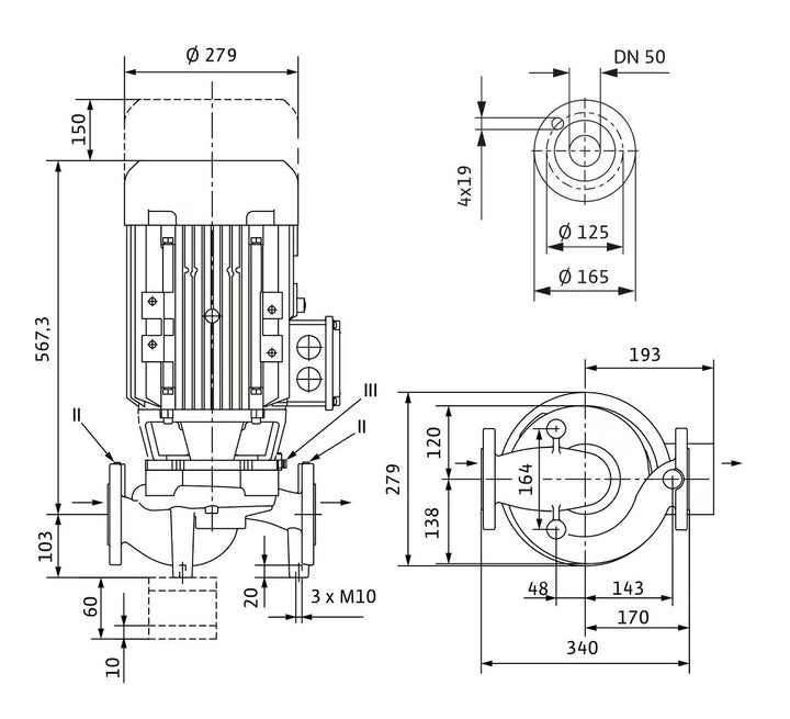WILO Trockenläufer-Kreiselpumpe VeroLine-IPL 50/175-5,5/2 340mm Art. 2121215