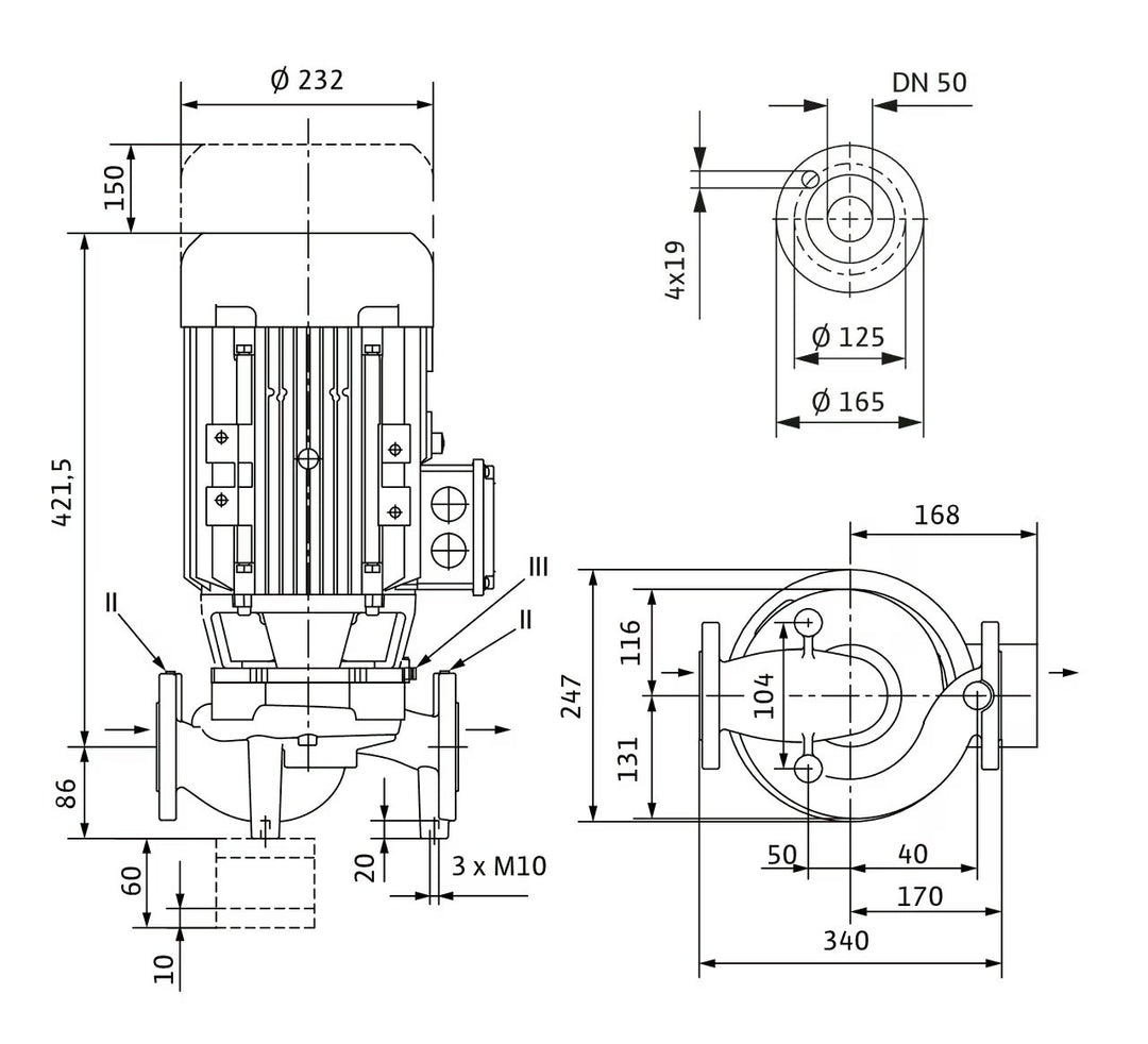 WILO Trockenläufer-Kreiselpumpe VeroLine-IPL 50/150-4/2 340mm Art. 2121212