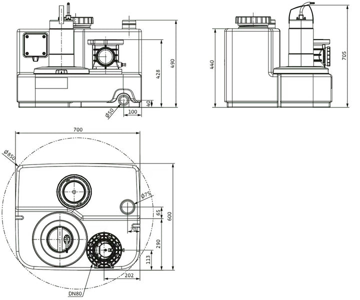 WILO Einzelpumpen-Hebeanlage DrainLift SANI-M.11M/4 Art. 2549938