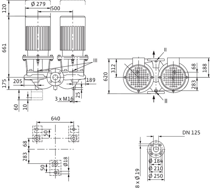 WILO Einstufigen Trockenläufer-Kreiselpumpe CronoTwin-DL 125/220-5,5/4 Art. 2120982
