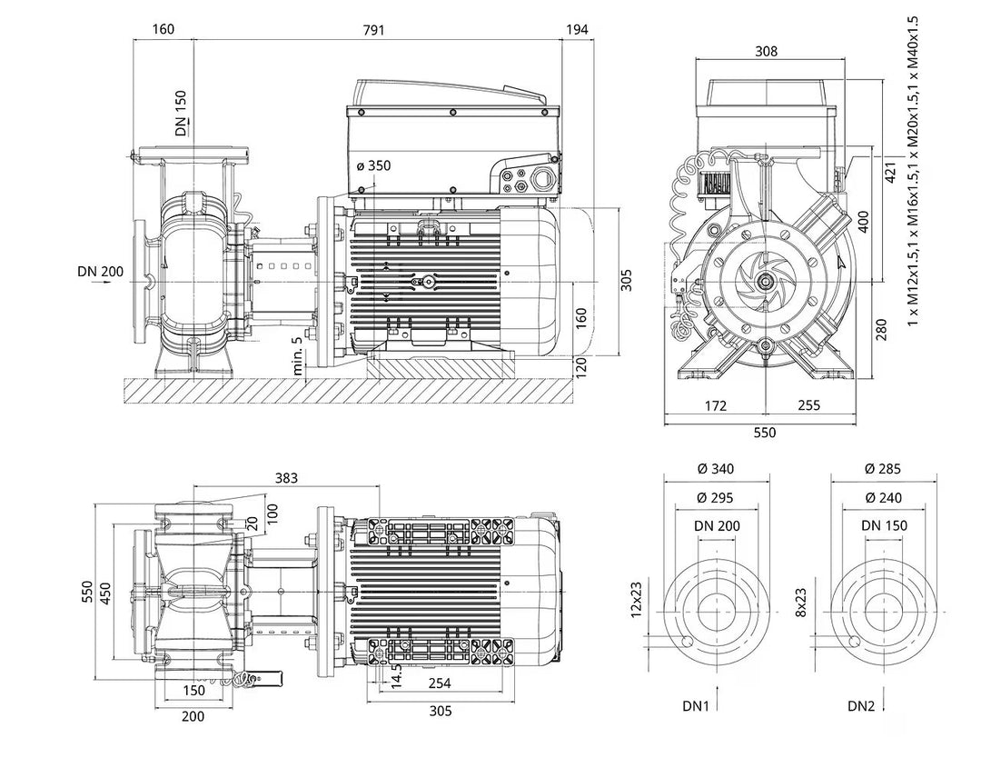 WILO Einstufige Trockenläufer-Kreiselpumpe BL-E150/200-15/4 Art. 2221150