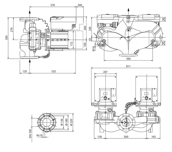 WILO Inlinepumpe Yonos GIGA2.0-D 100/1-9/3,0 Art 2205906