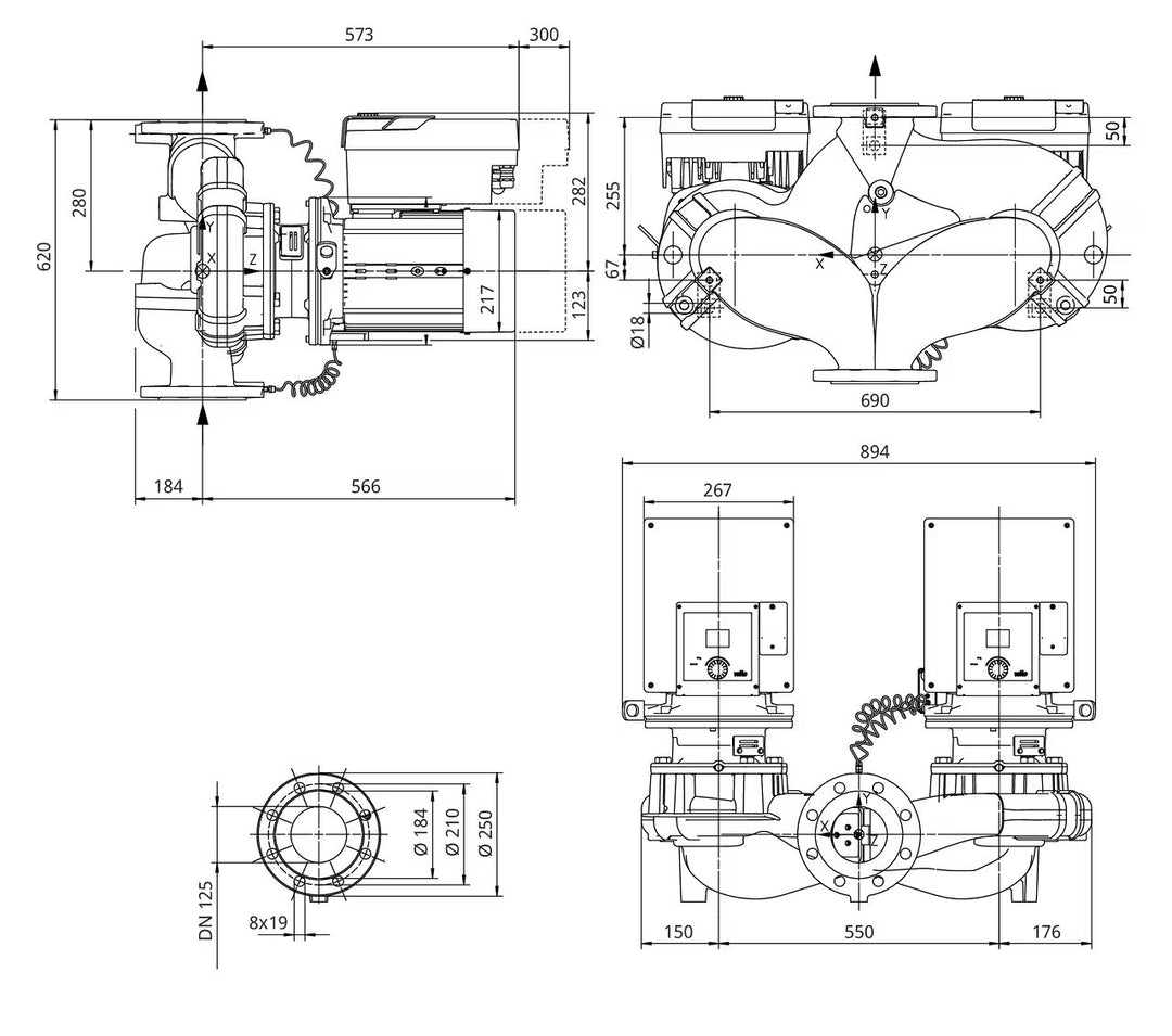 WILO Inlinepumpe Yonos GIGA2.0-D 125/1-11/4,0 Art. 2205910