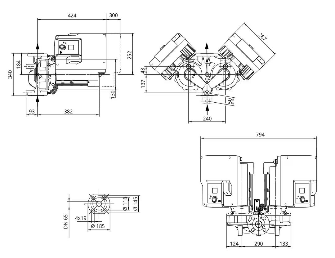 WILO Inlinepumpe Yonos GIGA2.0-D 65/1-16/3,0 Art. 2205886