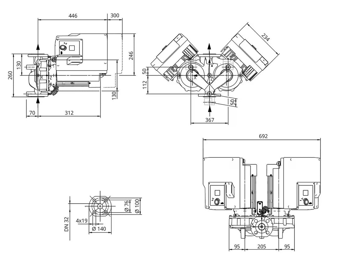 WILO Inlinepumpe Yonos GIGA2.0-D 32/1-19/1,1-R1 Art. 2205975