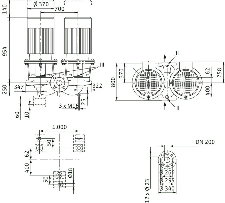 WILO Einstufigen Trockenläufer-Kreiselpumpe CronoTwin-DL 200/250-18,5/4 Art. 2121004