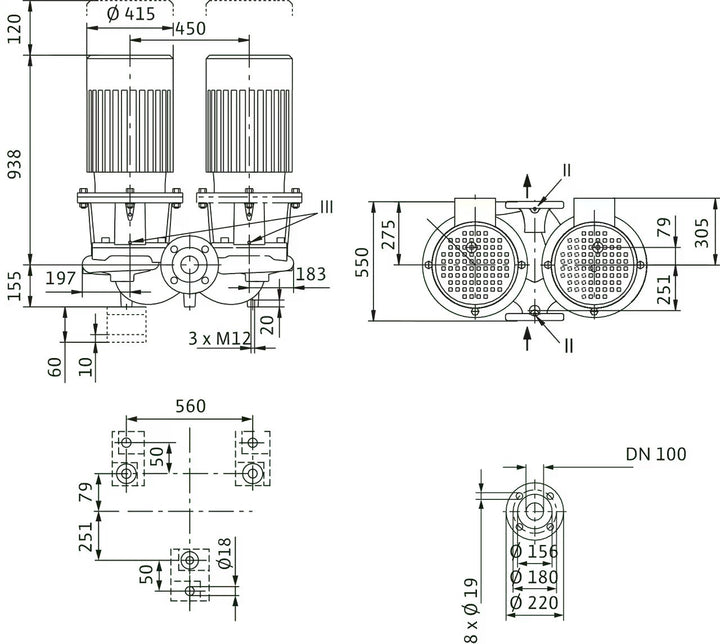 WILO Einstufigen Trockenläufer-Kreiselpumpe CronoTwin-DL 100/190-30/2 Art. 2121068